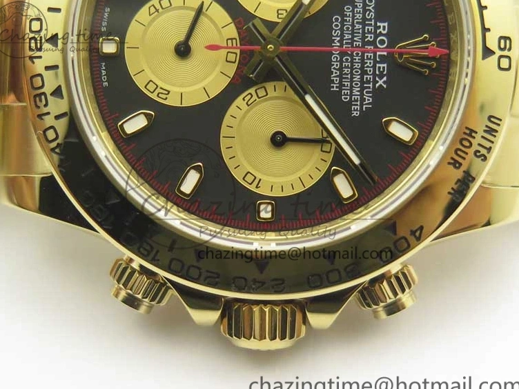 MiroTime 0512 Affordable Daytona 116508 Paul Newman ARF 1:1 Best Edition YG Plated 904L SS Case and Bracelet Black Dial A4130 Super Clone 3355